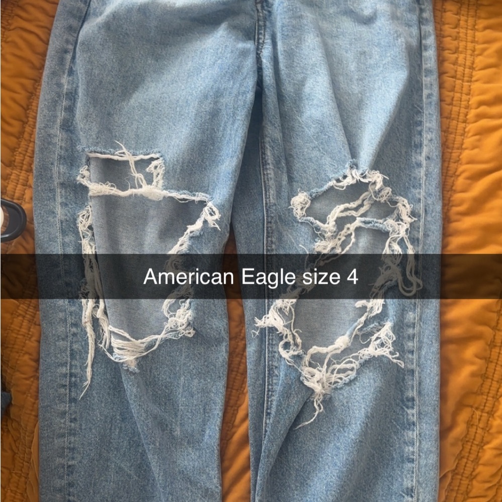 American Eagle Outfitters High Rise Distressed Blue Jeans